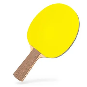 Yellow ping pong racket for table tennis isolated on white background Stock Illustration