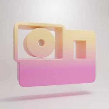 Yellow-pink Action extreme camera icon isolated on grey background. Video c.. Illustrazione stock