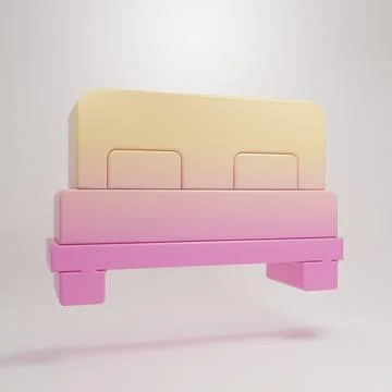 Yellow-pink Big bed for two or one person icon isolated on grey background... Stock Illustration