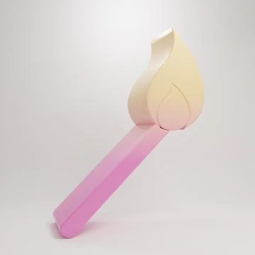 Yellow-pink Burning match with fire icon isolated on grey background. Match.. Stock Illustration