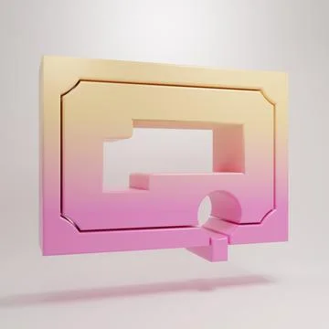 Yellow-pink Certificate template icon isolated on grey background. Achievem.. Stock Illustration