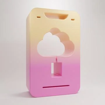 Yellow-pink Cloud technology data transfer and storage icon isolated on gre.. 스톡 일러스트