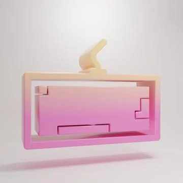 Yellow-pink Computer keyboard icon isolated on grey background. PC componen.. Illustrazione stock