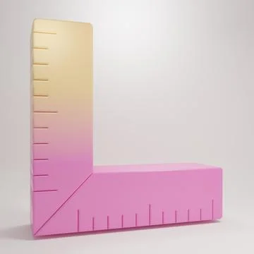 Yellow-pink Corner ruler icon isolated on grey background. Setsquare, angle.. 스톡 일러스트