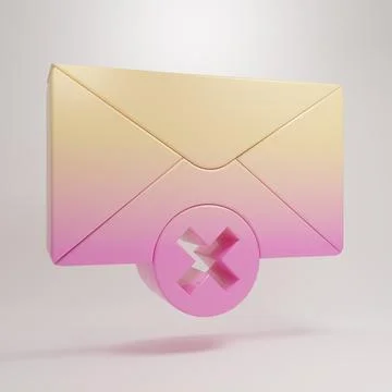 Yellow-pink Delete envelope icon isolated on grey background. Delete or err.. Stockillustratie