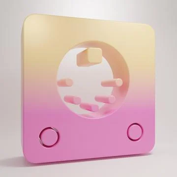 Yellow-pink Drum machine icon isolated on grey background. Musical equipmen.. 스톡 일러스트