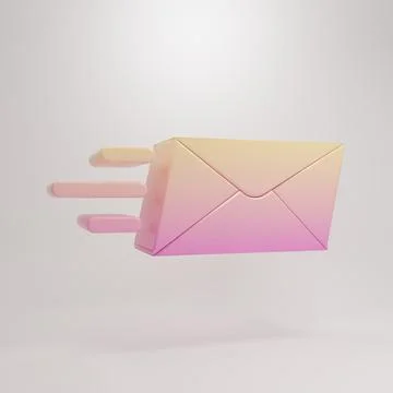 Yellow-pink Express envelope icon isolated on grey background. Email messag.. Illustrazione stock