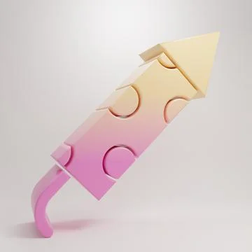 Yellow-pink Firework rocket icon isolated on grey background. Concept of fu.. Stock Illustration