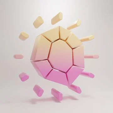 Yellow-pink Magic stone icon isolated on grey background. Fantasy crystal. .. Stock Illustration