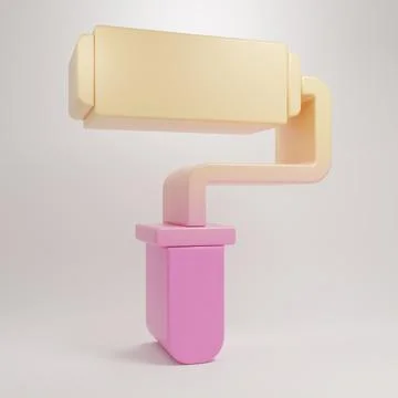 Yellow-pink Paint roller brush icon isolated on grey background. Minimalism.. Stock-Illustration