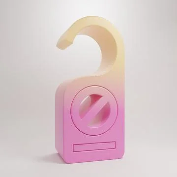 Yellow-pink Please do not disturb icon isolated on grey background. Hotel D.. Illustration