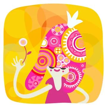 Yellow-pink princess Illustrazione stock