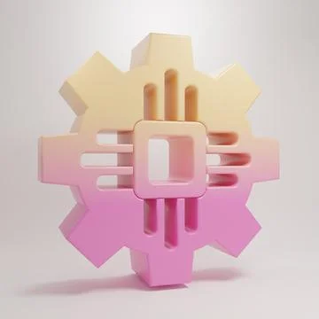 Yellow-pink Processor icon isolated on grey background. CPU, central proces.. イラスト素材