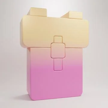 Yellow-pink School backpack icon isolated on grey background. Minimalism co.. Stockillustratie