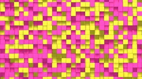 Yellow pink small box cube random geometric background. Abstract square pixel イラスト素材
