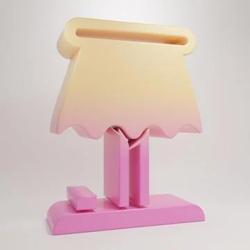 Yellow-pink Table lamp icon isolated on grey background. Minimalism concept.. 스톡 일러스트