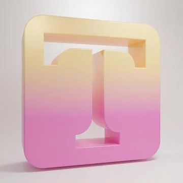 Yellow-pink Text icon isolated on grey background. Minimalism concept. 3D r.. Illustrazione stock