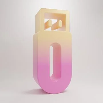Yellow-pink USB flash drive icon isolated on grey background. Minimalism co.. Stock Illustration