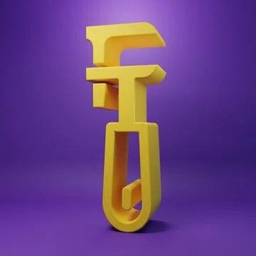Yellow Pipe adjustable wrench icon isolated on purple background. Minimalis.. Illustrazione stock