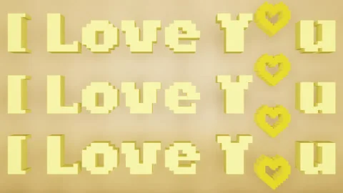Yellow Pixel Animated Text I LOVE YOU. Ideal for Valentine's Day Stock Footage 229461869