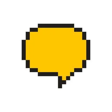 Yellow pixel art speech bubble for communication Illustrazione stock