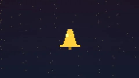 Yellow pixel bell on dark background with stars Stock Footage 338276749