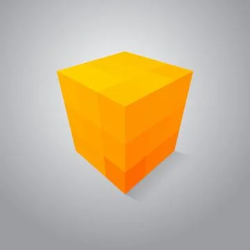 Yellow pixel cube Stock Illustration