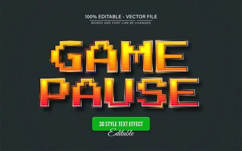 Yellow pixel game pause text effect editable Stockillustratie