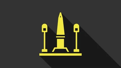 Yellow Place De La Concorde in Paris, France icon isolated on grey background Stock Footage 147705944