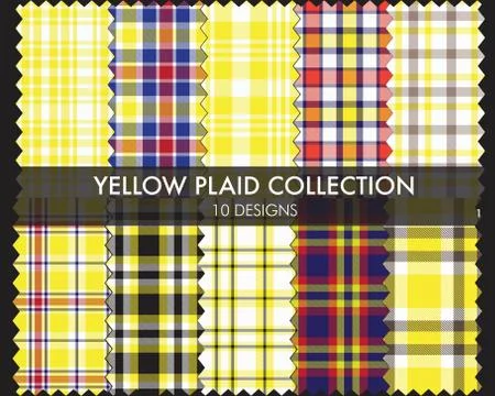 Yellow Plaid Tartan Seamless Pattern Collection Stock Illustration