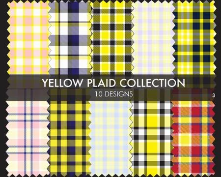 Yellow Plaid Tartan Seamless Pattern Collection Stockillustratie