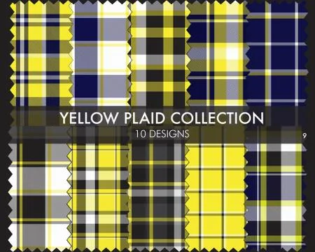 Yellow Plaid Tartan Seamless Pattern Collection 스톡 일러스트