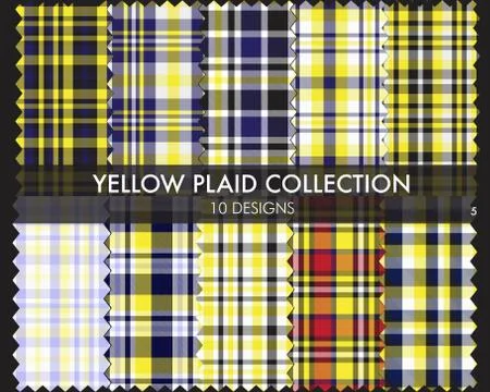 Yellow Plaid Tartan Seamless Pattern Collection Stock Illustration