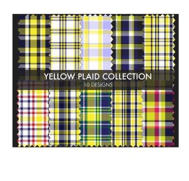 Yellow Plaid Tartan Seamless Pattern Collection Stock Illustration