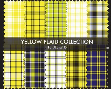 Yellow Plaid Tartan Seamless Pattern Collection Stock Illustration