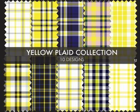 Yellow Plaid Tartan Seamless Pattern Collection Stockillustratie