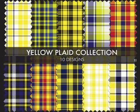 Yellow Plaid Tartan Seamless Pattern Collection Stock Illustration