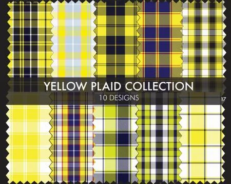Yellow Plaid Tartan Seamless Pattern Collection 스톡 일러스트