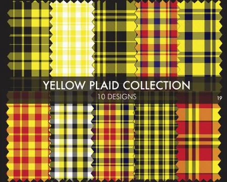 Yellow Plaid Tartan Seamless Pattern Collection 库存插图