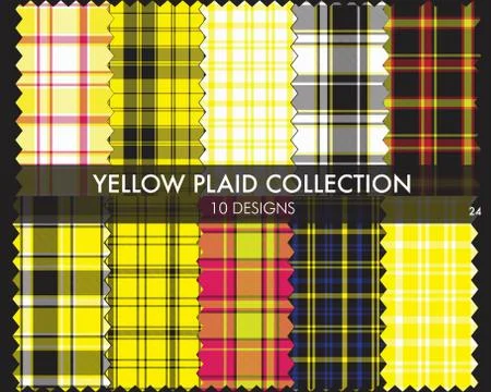 Yellow Plaid Tartan Seamless Pattern Collection Stockillustratie