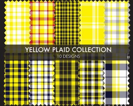 Yellow Plaid Tartan Seamless Pattern Collection Stock Illustration