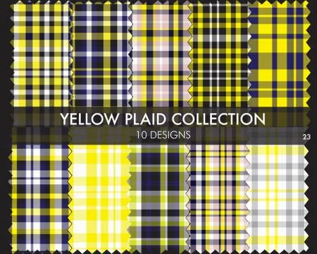 Yellow Plaid Tartan Seamless Pattern Collection Stock Illustration