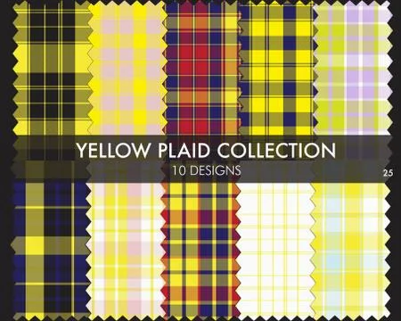 Yellow Plaid Tartan Seamless Pattern Collection Illustrazione stock