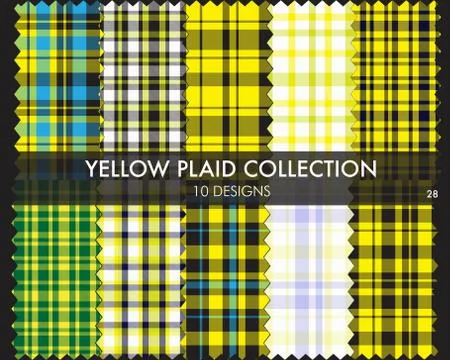 Yellow Plaid Tartan Seamless Pattern Collection Illustrazione stock