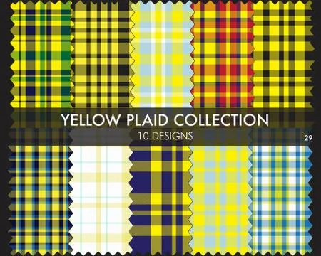 Yellow Plaid Tartan Seamless Pattern Collection Stock Illustration