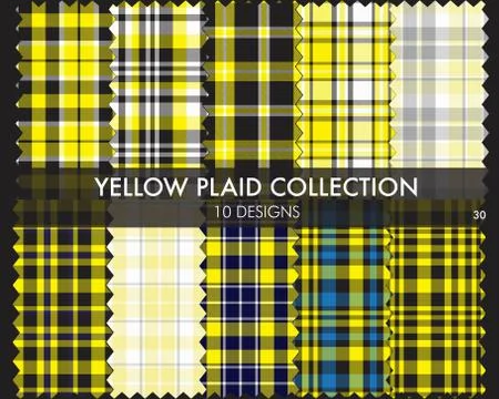 Yellow Plaid Tartan Seamless Pattern Collection Stockillustratie