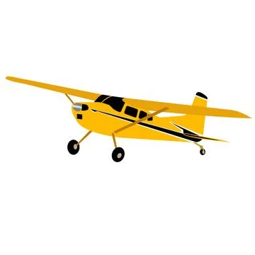 Yellow plane on a white background. Private upper wing passenger plane. Stock Illustration