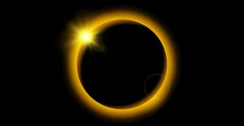 Yellow planet eclipse concept. Solar light glare effect. Abstract glowing sun Stockillustratie
