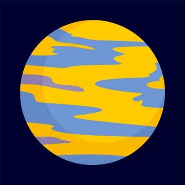 Yellow planet icon, flat style 스톡 일러스트