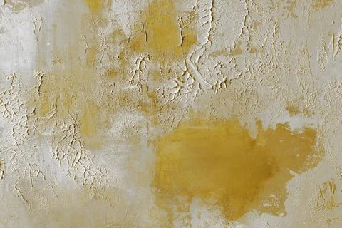 Yellow plaster texture with rough decorative surface, visible brush strokes.. Stock Photos